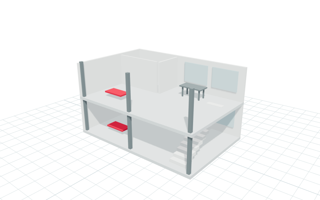 Opengewerkt gebouwmodel uit onze schematische gebouwscandemonstratie